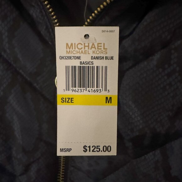 Women's Michael Kors Danish Blue Snakeskin Puffer Vest, Size Large, NWT - Picture 2 of 6